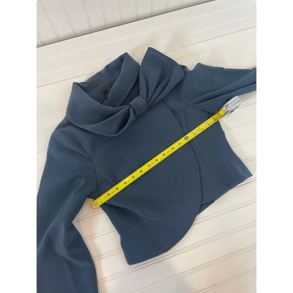 Lapis Grayish Blue Bow Collared Long Sleeve Cardigan Size XS - Picture 3 of 7